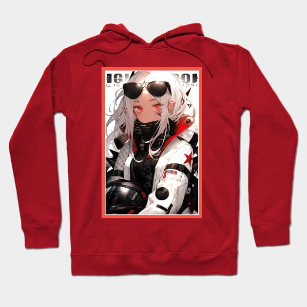 Aesthetic Anime Girl Red White Black | Quality Aesthetic Anime Design | Chibi Manga Anime Art Hoodie by AlNoah